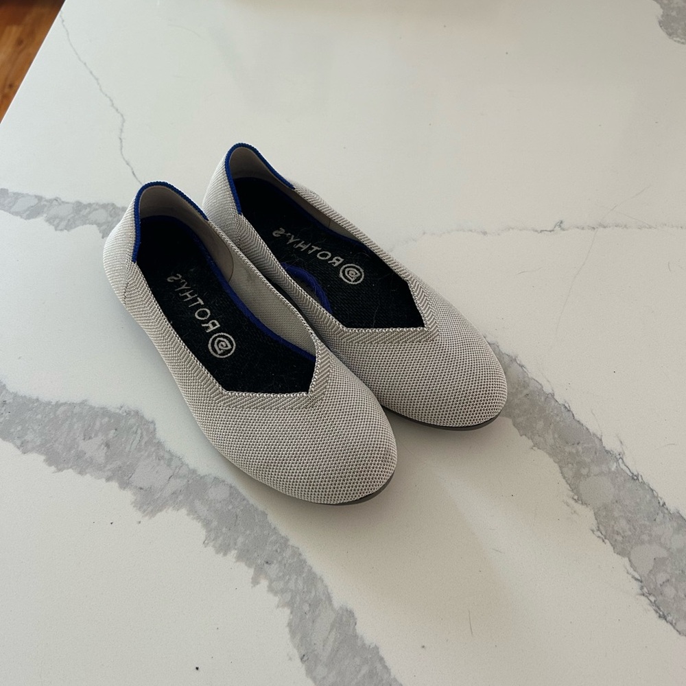 Rothy's Cream and Blue Flats